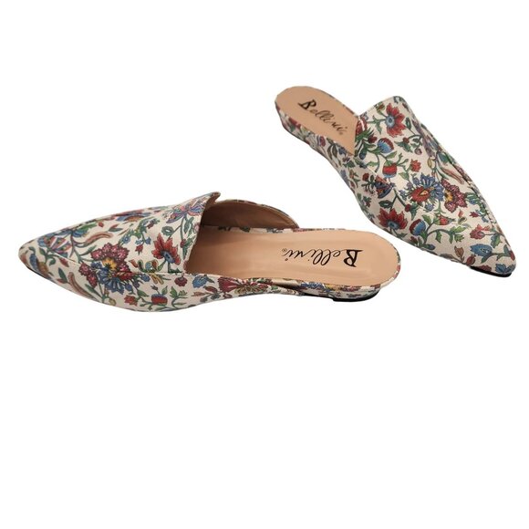 Bellini Women's Floral Print Pointed Toe Mules Size 8 Fabric & Rubber Sole - Picture 2 of 5